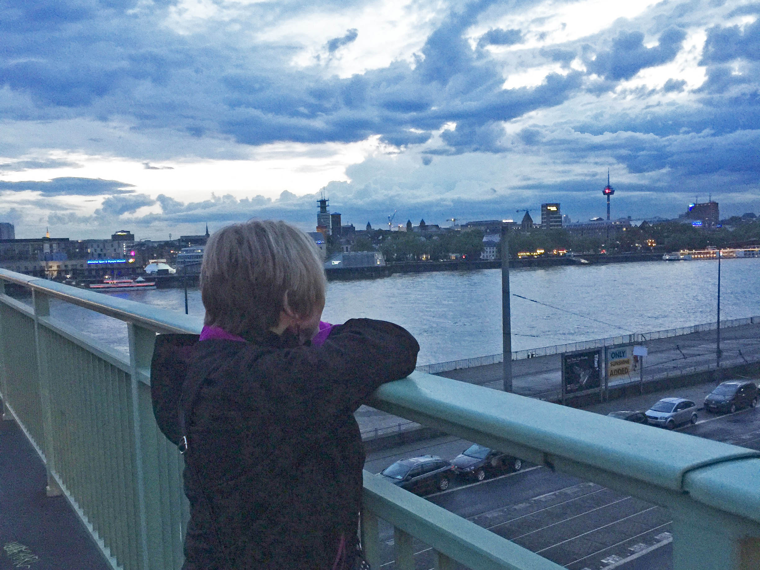 The author looking over the Rhine in Cologne